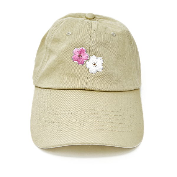 Mon Cheri 2 Flower Unstructured Twill Cap (Khaki)