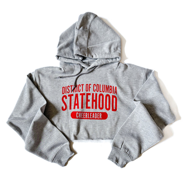 D.C. Statehood Cheerleader Crop Hoodie • Sport Grey - CHRiS CARDi House of Design