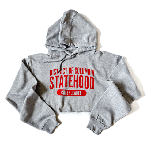 D.C. Statehood Cheerleader Crop Hoodie • Sport Grey - CHRiS CARDi House of Design